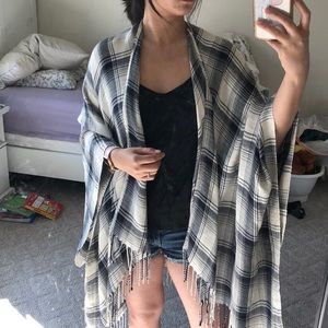 AF Abercrombie plaid shawl with fringe